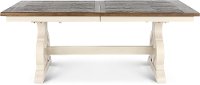 Country White and Brown Trestle Dining Room Table - Drake