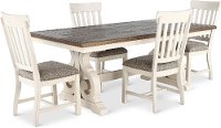 Country White and Brown 5 Piece Dining Room Set - Drake