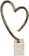 Silver Metal Heart Sculpture with Marble Base