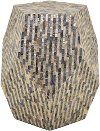 18 Inch Blue and Ivory Capiz Wood Side Table