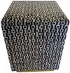 Black and Light Gray Wood Stool with Capiz and Gold Base