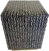 Black and Light Gray Wood Stool with Capiz and Gold Base