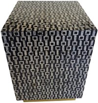 Black and Light Gray Wood Stool with Capiz and Gold Base
