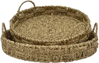 15 Inch Round Sea Grass Tray with Handles