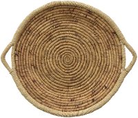 24 Inch Round Water Hyacinth Tray with Handles