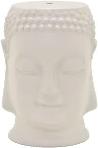 17 Inch Cream Ceramic Buddha Plant Stand