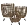 Clearance 18 Inch Brown Wood and Metal Storage Basket