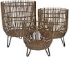 14 Inch Brown Wood and Metal Storage Basket