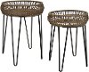 Clearance 22 Inch Brown Wood Plant Stand with Black Metal Legs
