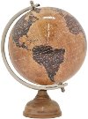 12 Inch Tan and Brown World Globe with Wood Base