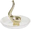 White Gold Ceramic Elephant Ring Holder