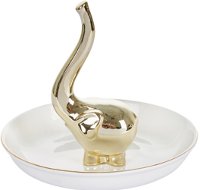 White Gold Ceramic Elephant Ring Holder