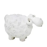 7 Inch White Carved Sheep Sculpture