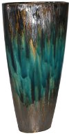 20 Inch Green and Multi Color Ceramic Vase