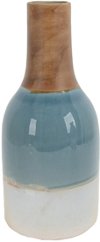 15 Inch White, Blue and Beige Vase