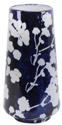 12 Inch Blue and White Ceramic Floral Vase