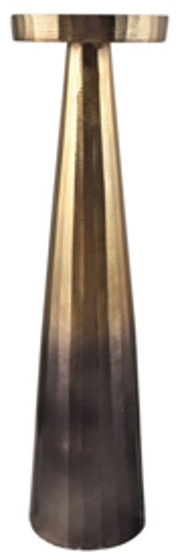 19 Inch Ombre Gold and Brown Aluminum Pillar Candle Holder
