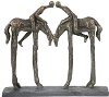 13 Inch Bronze Kissing Couple on Horseback Polyresin Sculpture