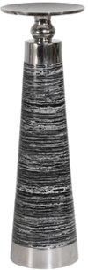 13 Inch Black and Silver Aluminum Pillar Candle Holder