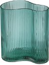 Clearance 8 Inch Turquoise Curvy Glass Vase with Ridges