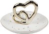 5 Inch White Double Heart Ceramic Trinket Tray
