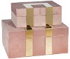 7 Inch Blush Pink and Gold Velveteen Jewelry Box