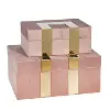 Clearance 7 Inch Blush Pink and Gold Velveteen Jewelry Box