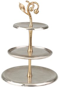 18 Inch Three Tier Nickel and Gold Cake Stand