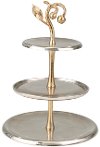 Clearance 18 Inch Three Tier Nickel and Gold Cake Stand
