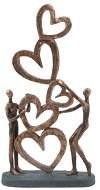 16 Inch Bronze Couple with Hearts Polyresin Sculpture