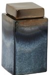 7 Inch Square Blue and Bronze Jar