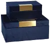7 Inch Navy Blue and Gold Velveteen Jewelry Box