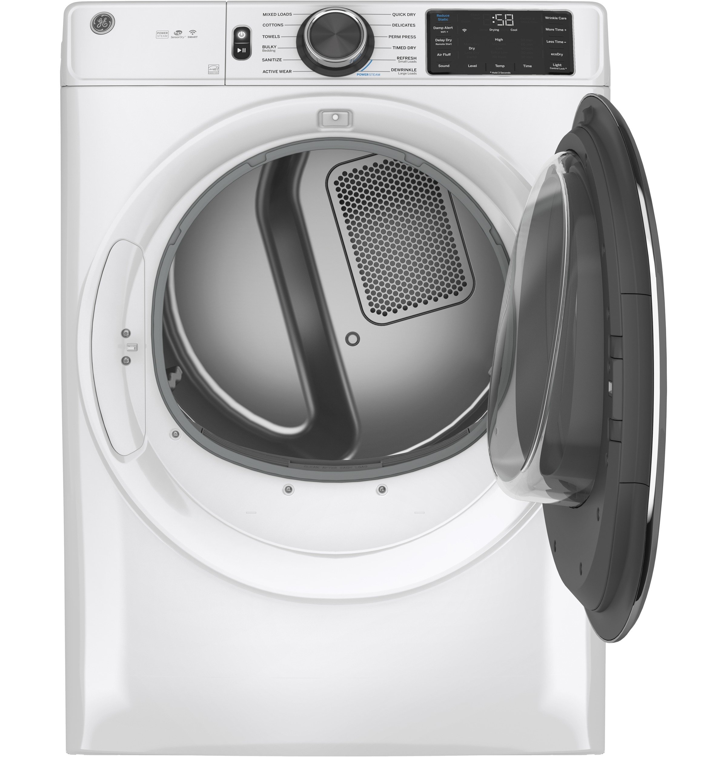 GFD65ESSNWW GE 7.8 cu. ft. Capacity Smart Front Load Electric Dryer with Steam - White-3