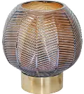8 Inch Brown and Gold Chevron Patterned Glass Vase