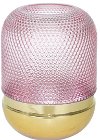 8 Inch Pink and Gold Dotted Glass Vase
