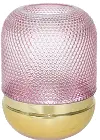 Clearance 8 Inch Pink and Gold Dotted Glass Vase