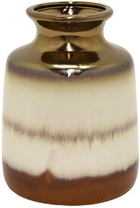 9 Inch Copper and Cream Ceramic Vase