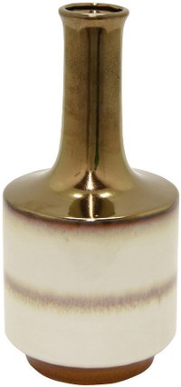 13 Inch Copper and Cream Ceramic Vase