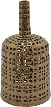 15 Inch Bronze Ceramic Pierced Vase