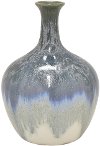 8 Inch Blue Wash Ceramic Long Neck Vase
