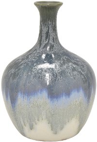8 Inch Blue Wash Ceramic Long Neck Vase