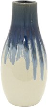 11 Inch Contemporary Blue Drip Ceramic Vase