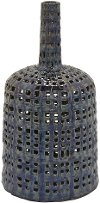 15 Inch Blue and Bronze Pierced Vase