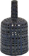 12 Inch Blue and Bronze Pierced Ceramic Vase