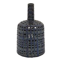 12 Inch Blue and Bronze Pierced Ceramic Vase