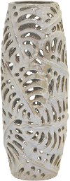 17 Inch Gray and Cream Ceramic Vase