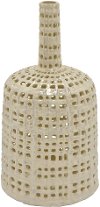 15 Inch Cream Pierced Ceramic Vase