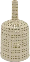 15 Inch Cream Pierced Ceramic Vase