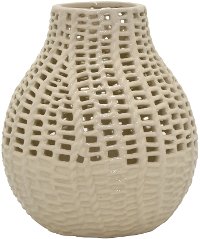 10 Inch Beige Ceramic Vase