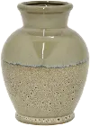8 Inch Cream and Gray Ceramic Vase